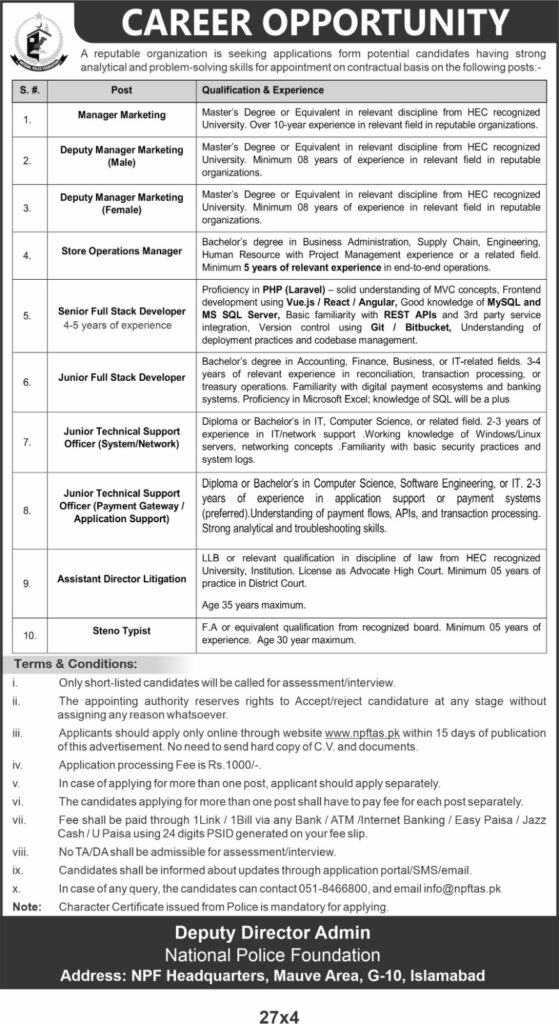 Jobs in Islamabad Police