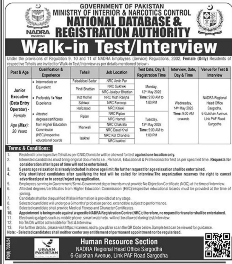 nadra jobs